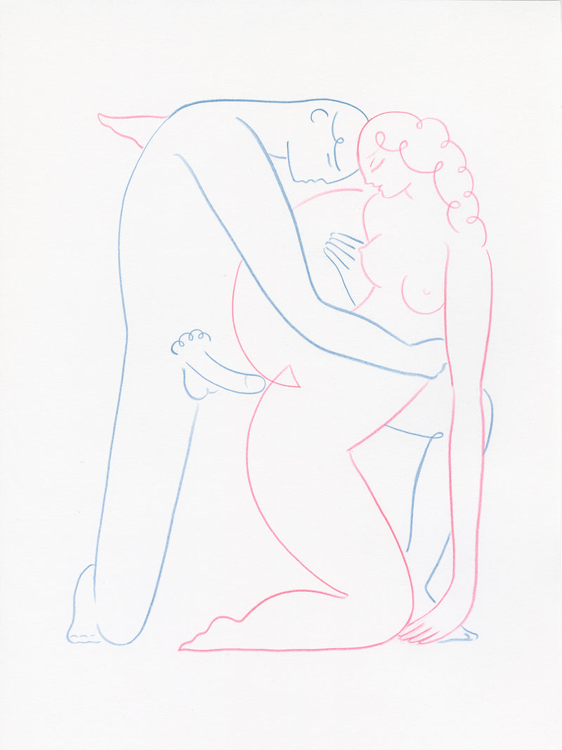 The Kiss Line Drawing - Original Art