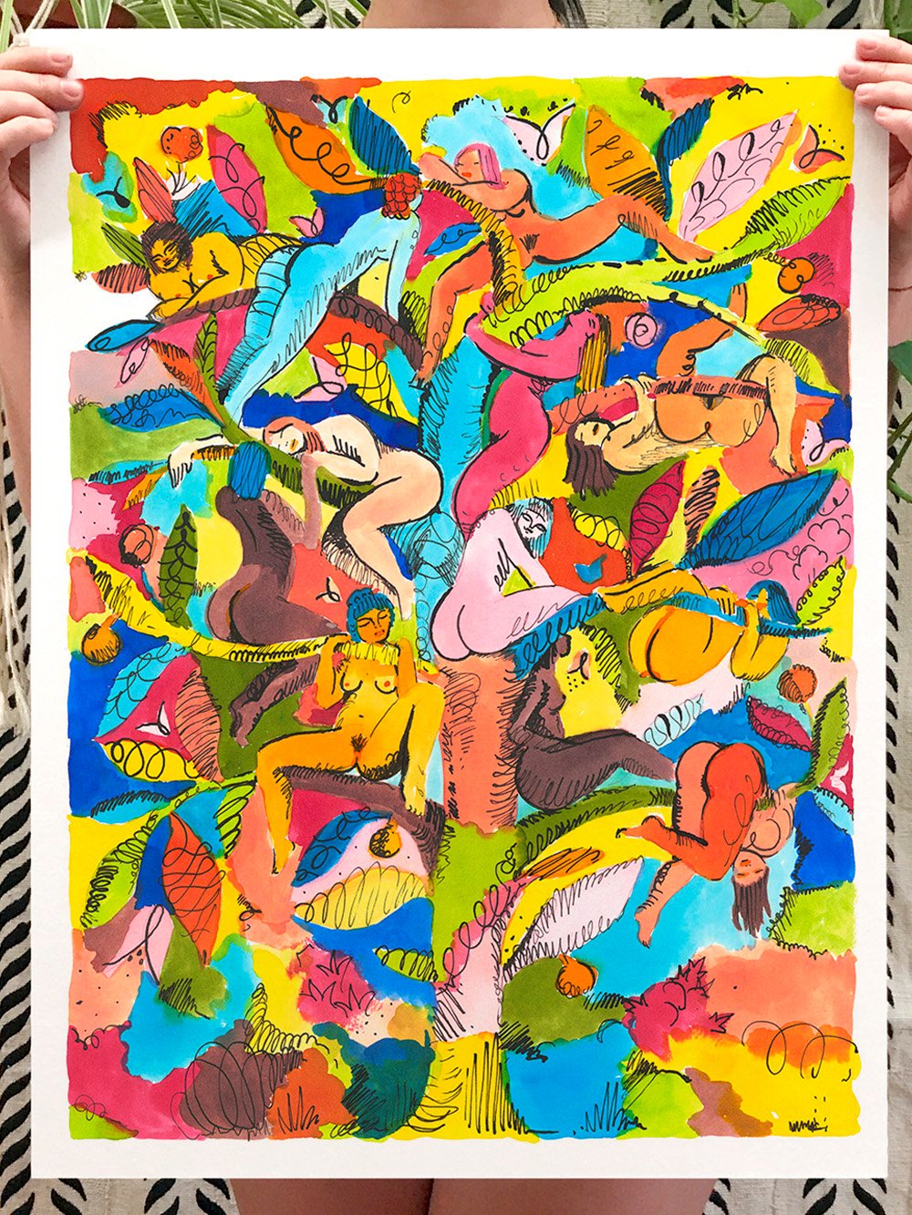 Peach Tree - Watercolor 18X24 Large Print