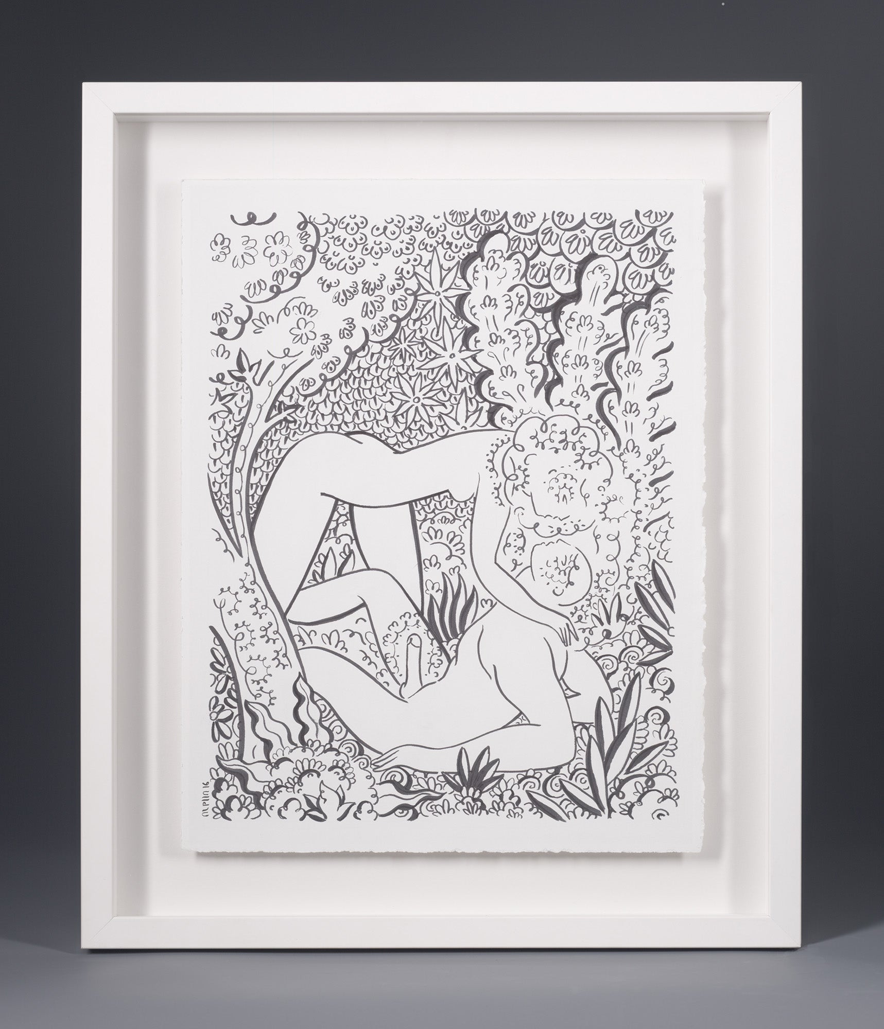 Momento de reconocimiento (negro) - Arte original enmarcado