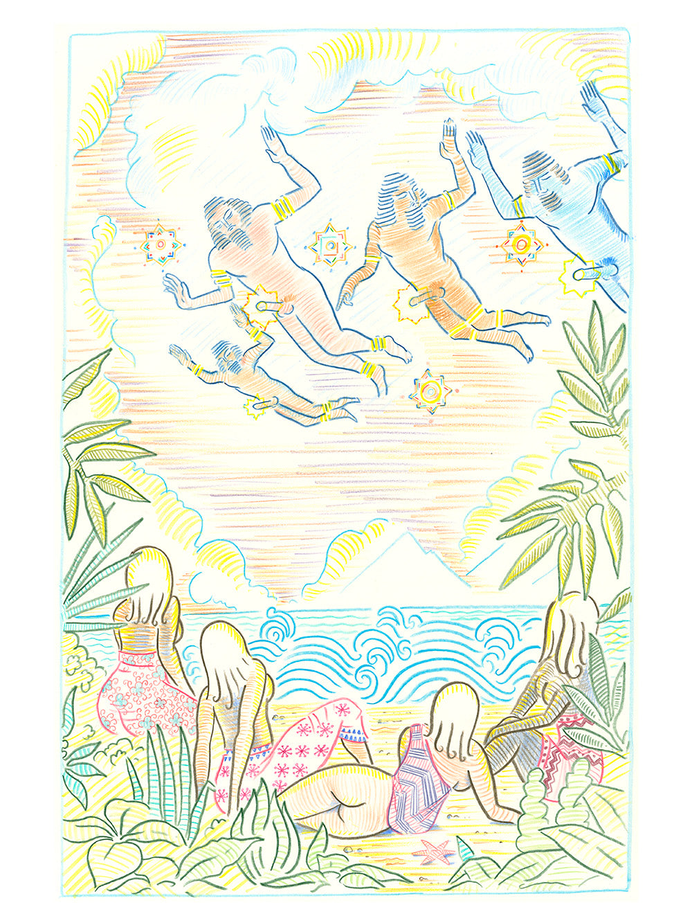 Chicas de playa y ovnis - Arte original