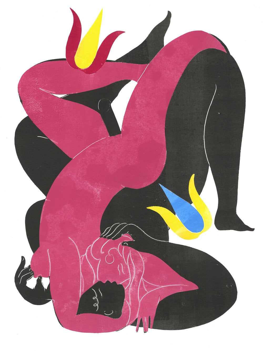 Los luchadores con flor- Monotipo - Arte original