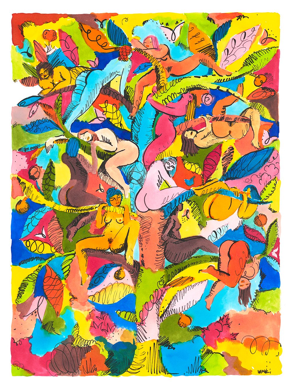 Peach Tree - Watercolor 18X24 Large Print