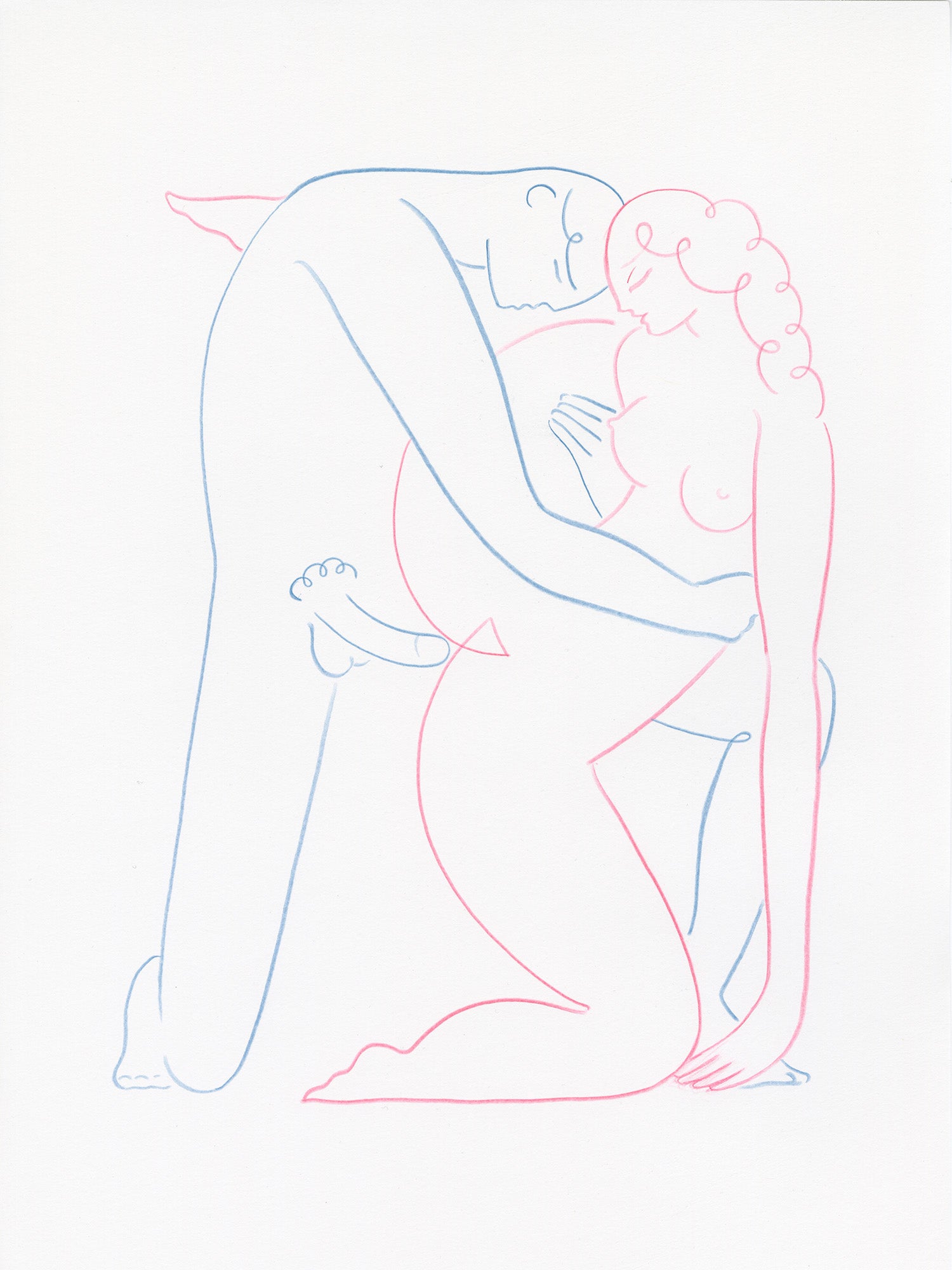 The Kiss Line Drawing - Original Art