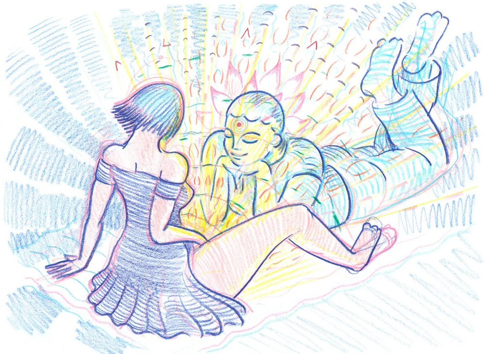 Fellow Getting Radiated By Babe's Orgasm - Original Art