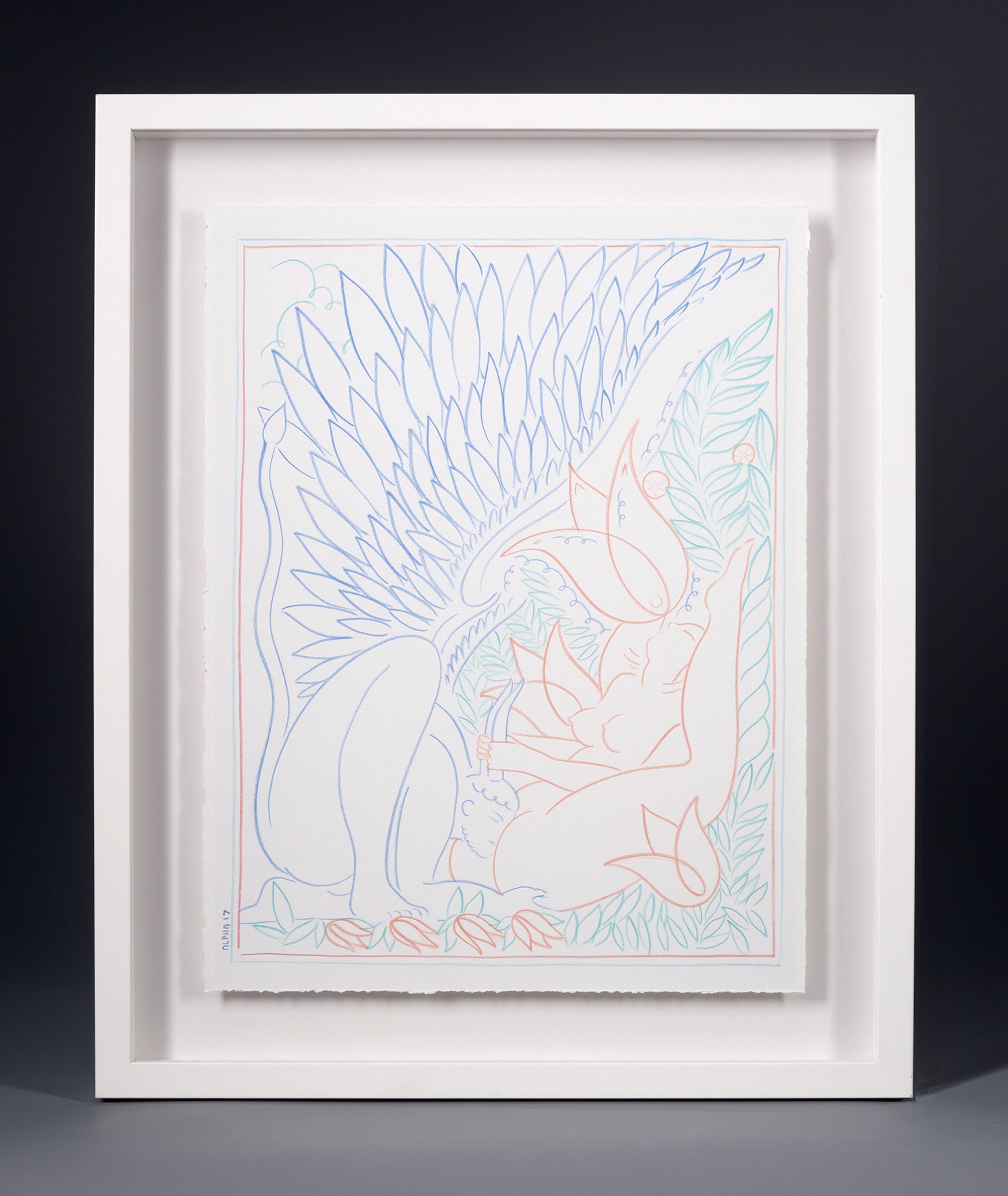 Ángel Caído y la Virgen Puta - Arte Original Enmarcado