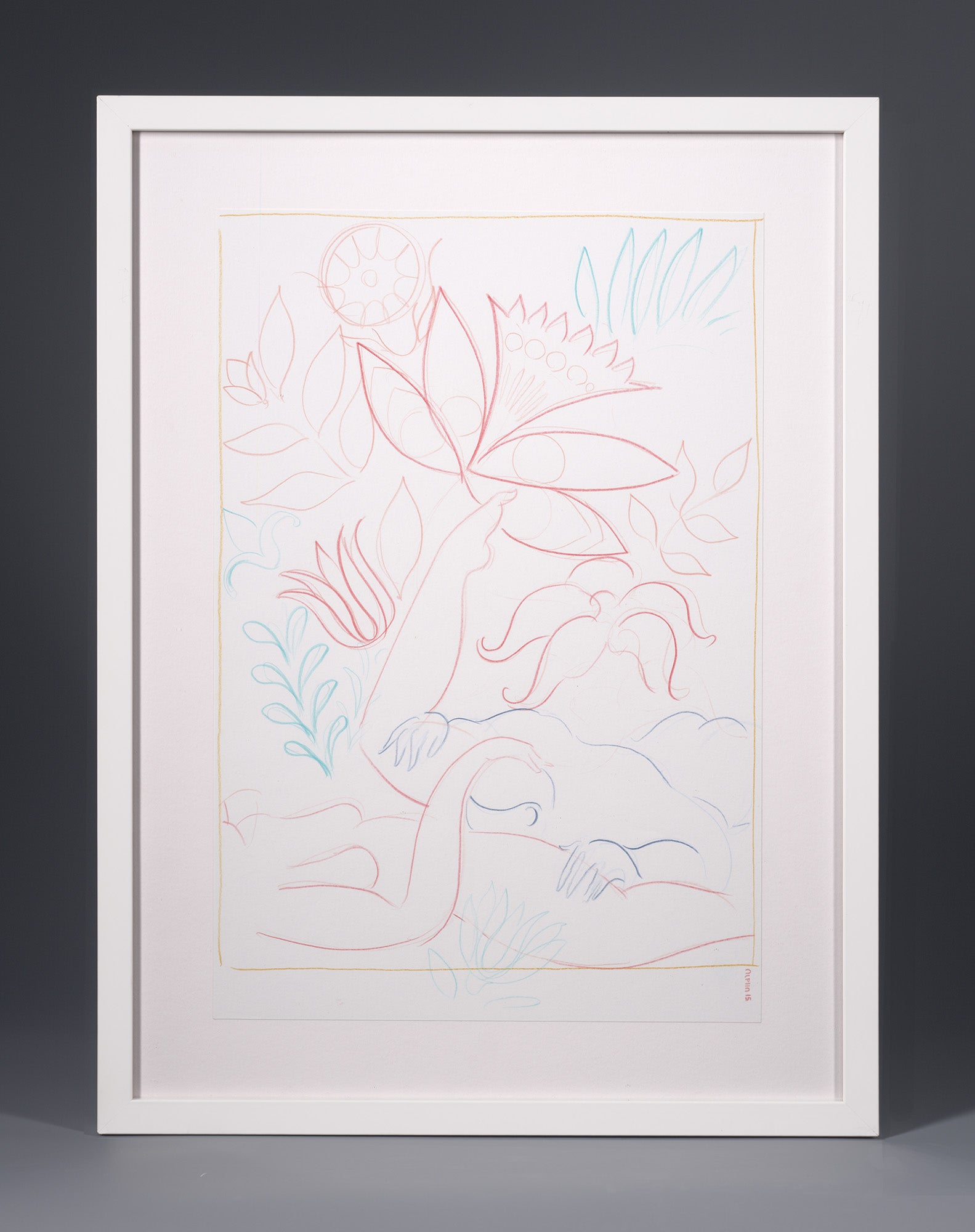 Jardín Secreto (Líneas) - Arte original enmarcado