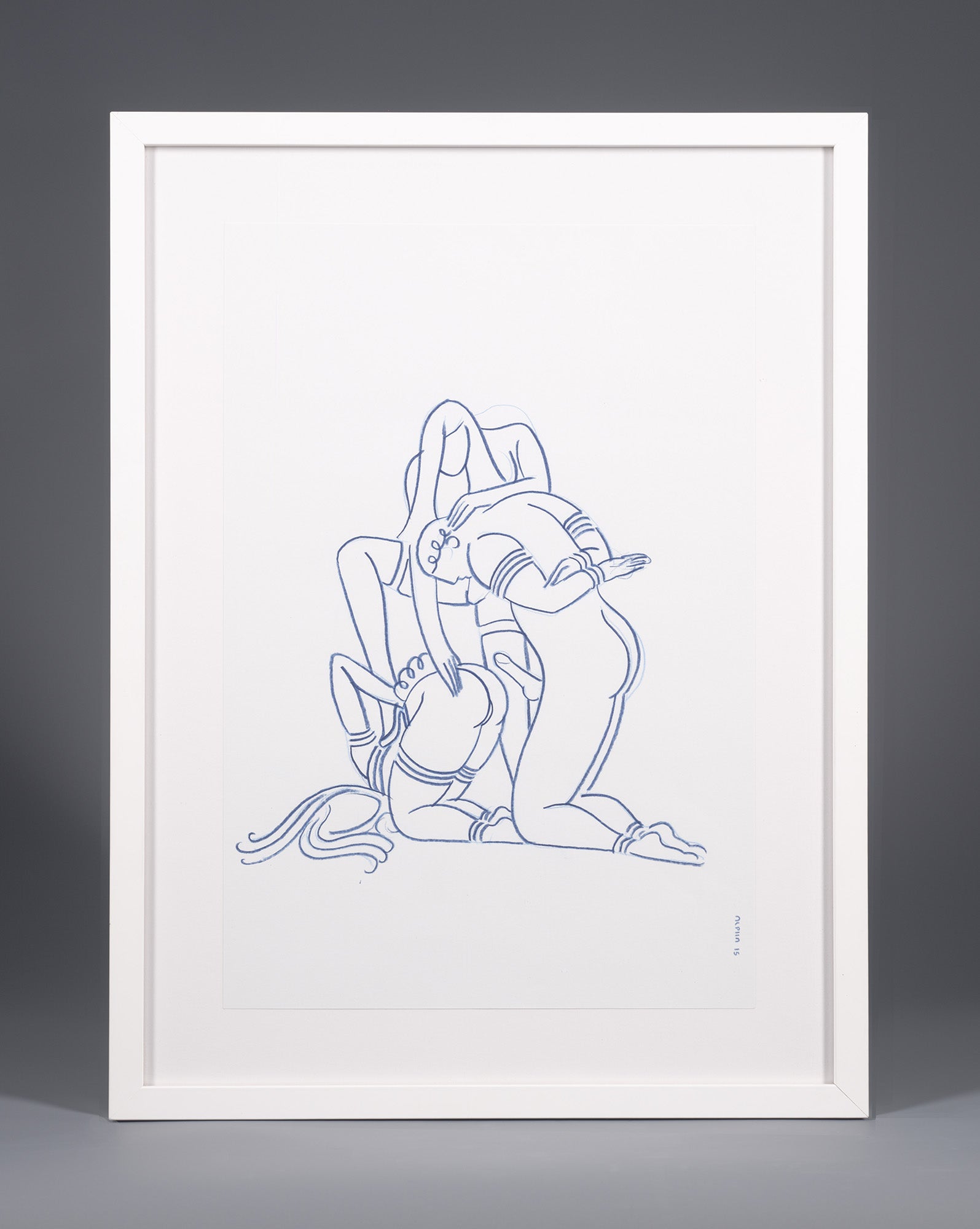 El terapeuta sexual (línea azul) - Arte original enmarcado