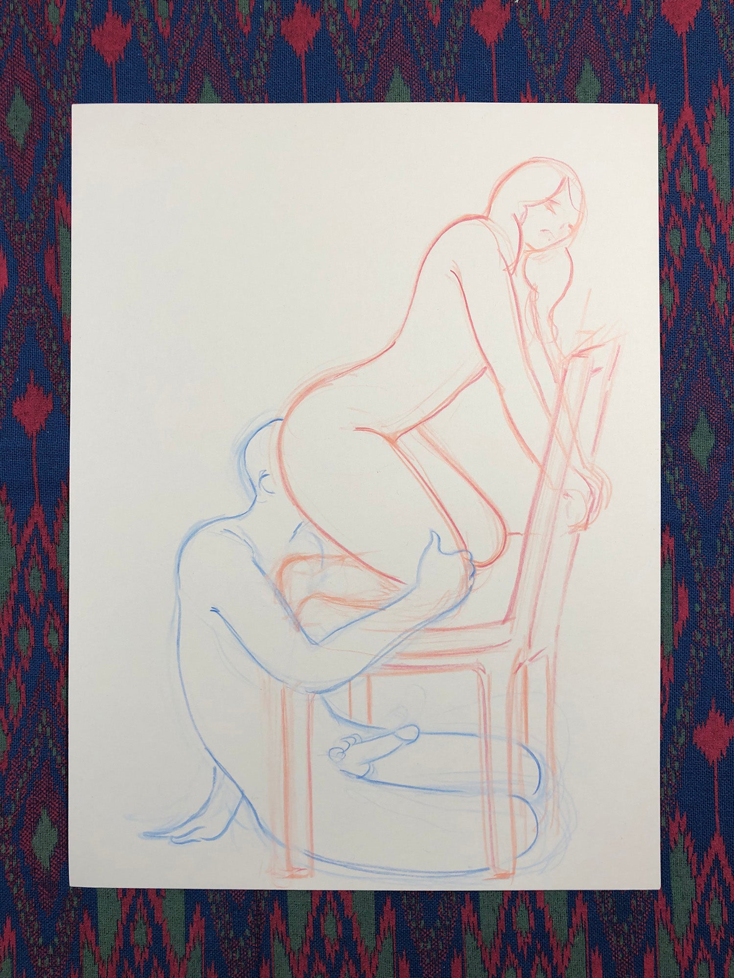 Dibujo lineal de mejilla a mejilla - Arte original