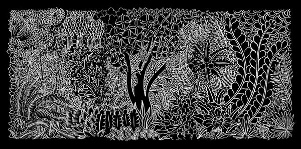 Panorama de la selva en negro
