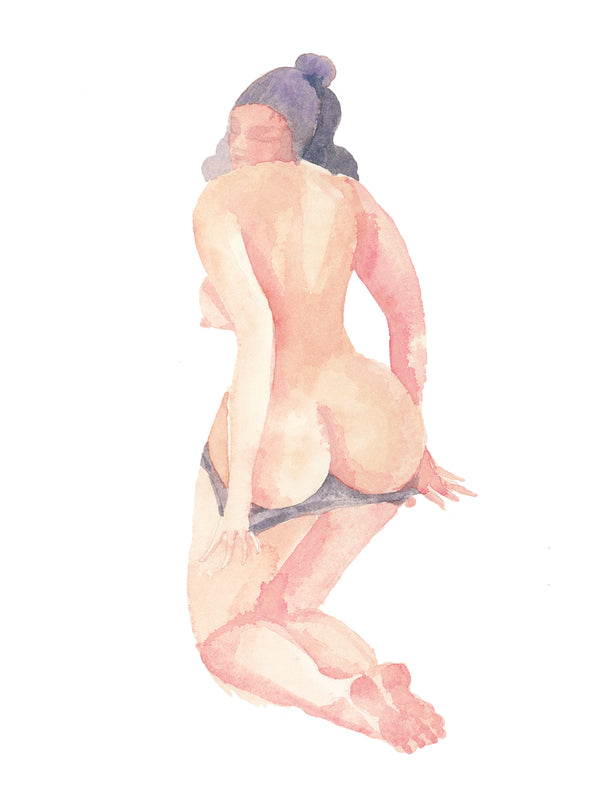 Mujer acuarela desnudándose - Arte original