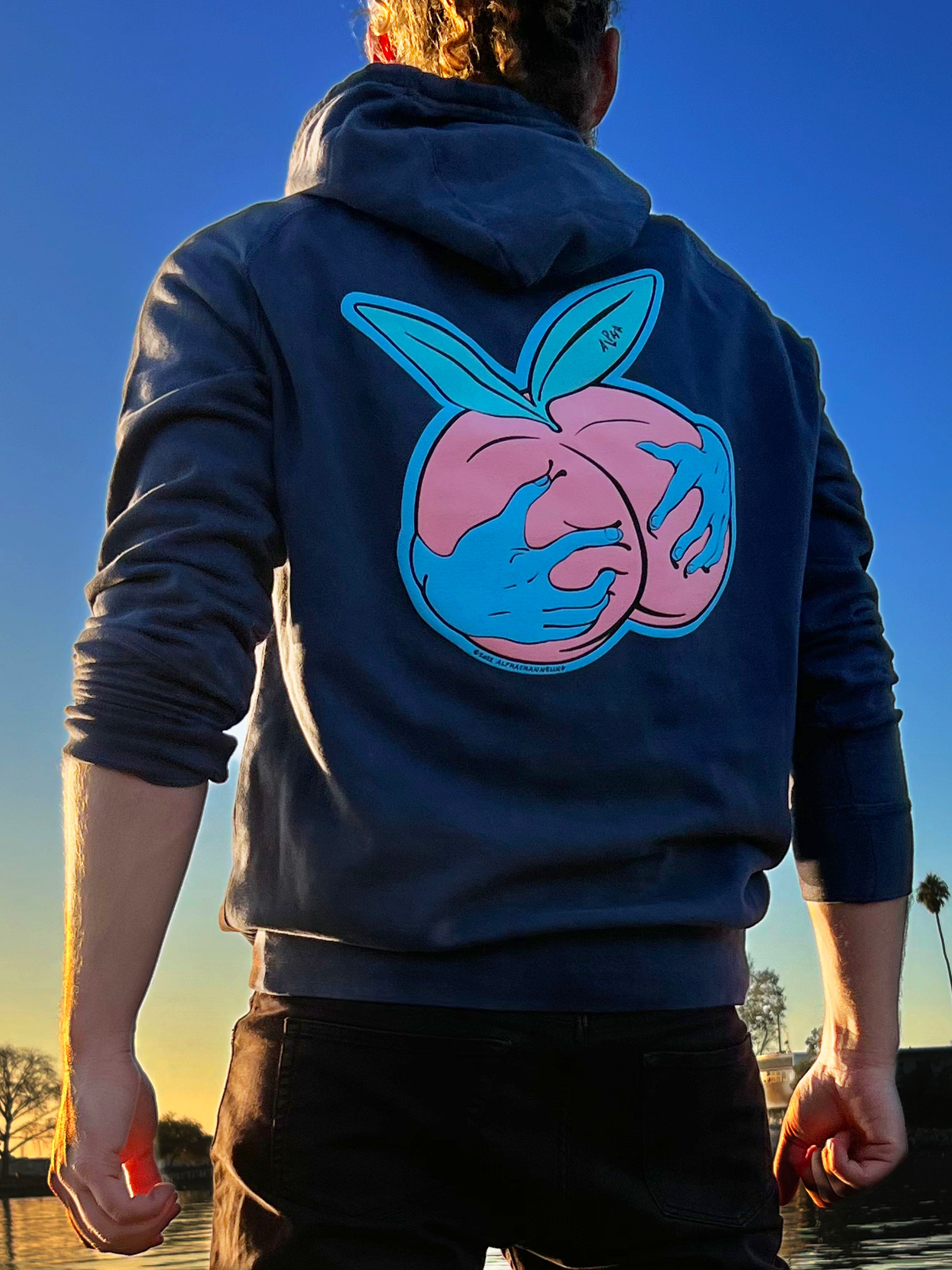 Sudadera con capucha Peach Grab con tinta Puff
