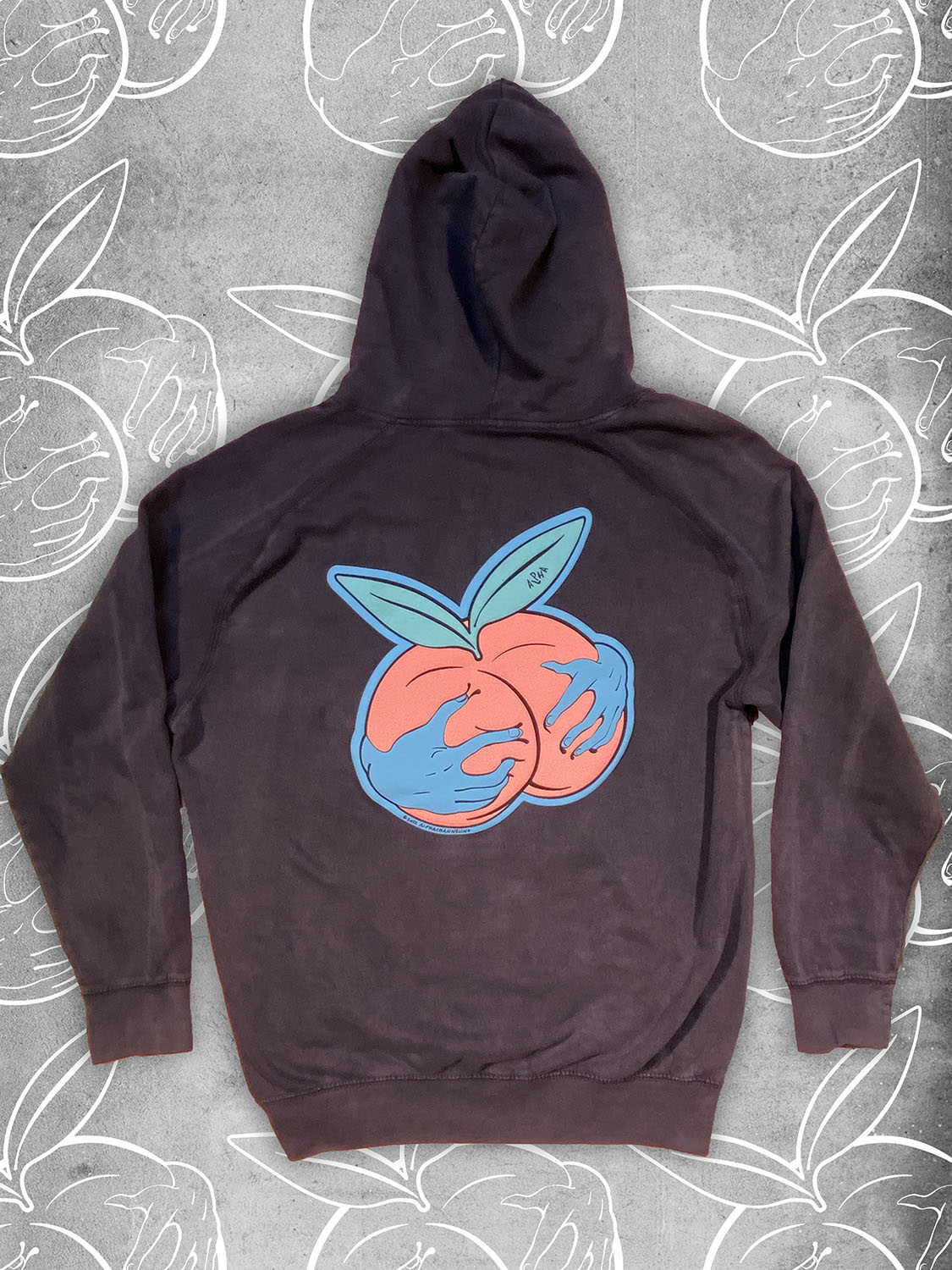 Sudadera con capucha Peach Grab con tinta Puff